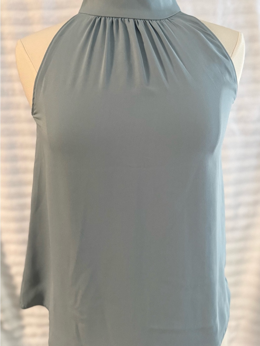 Elie Tahari Sleeveless Mock Neck Blouse Dusty Blue XS